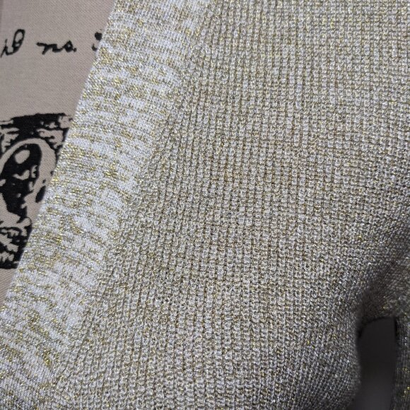 NWT Ann Taylor Shimmer Open Cardigan Sweater Tan Golden Festive XS - Picture 4 of 11
